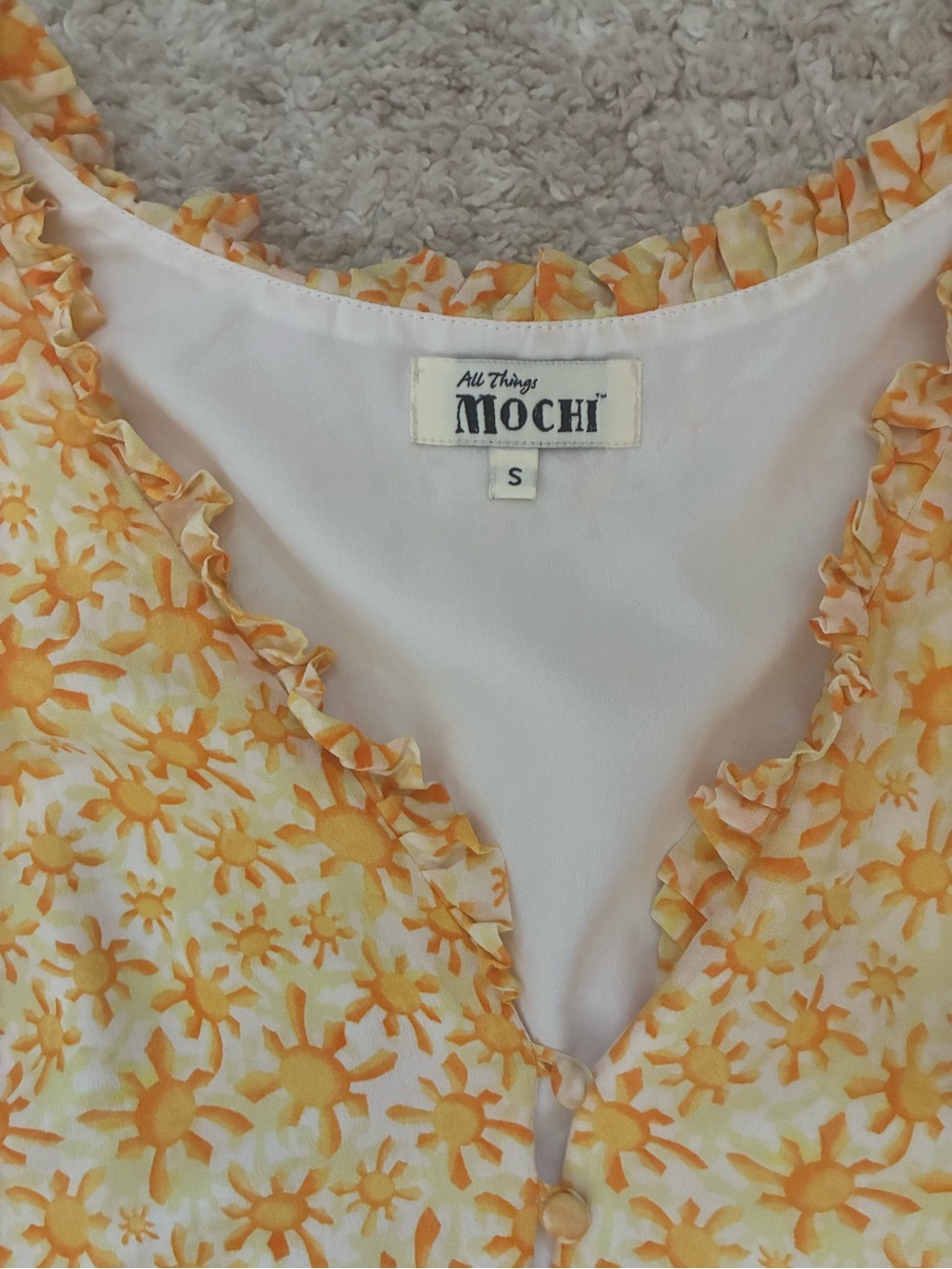All Things Mochi Luz Yellow Floral Tiered Maxi Dress Size S - Picture 3 of 6